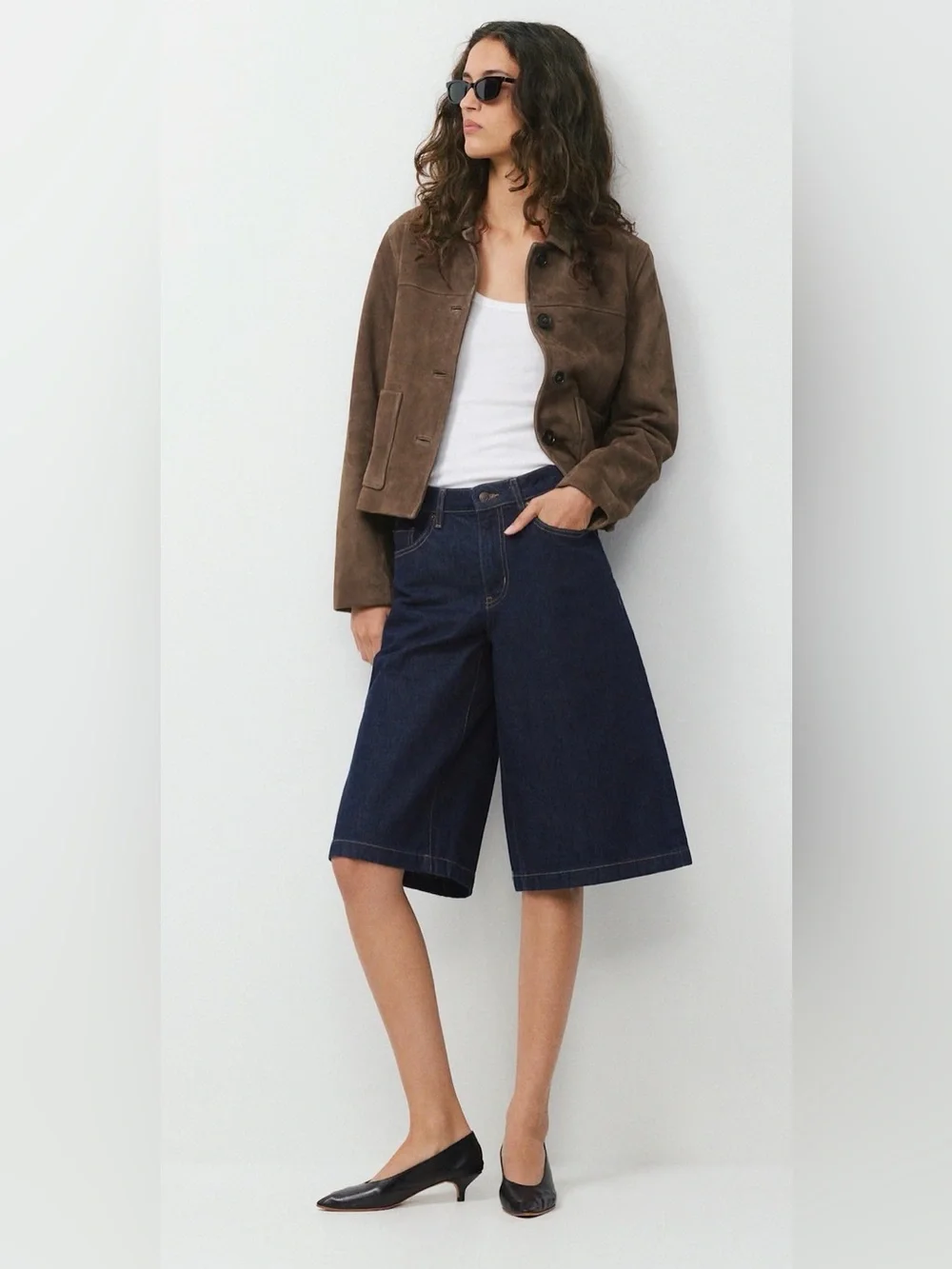 Liu Jo Milano 28 Dark Blue Denim Bermuda Wide Leg Jort Short Culotte NWT $200
